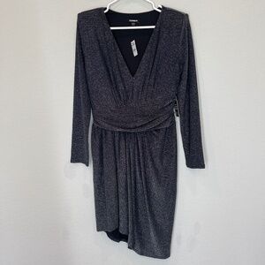 Express Black Shimmer Long Sleeve Mini Dress